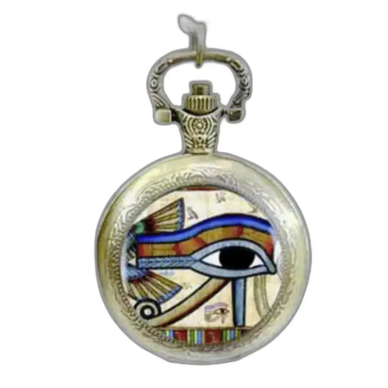 Elegante orologio pendente dell'antico Egitto con occhio di Horus dal design sofisticato