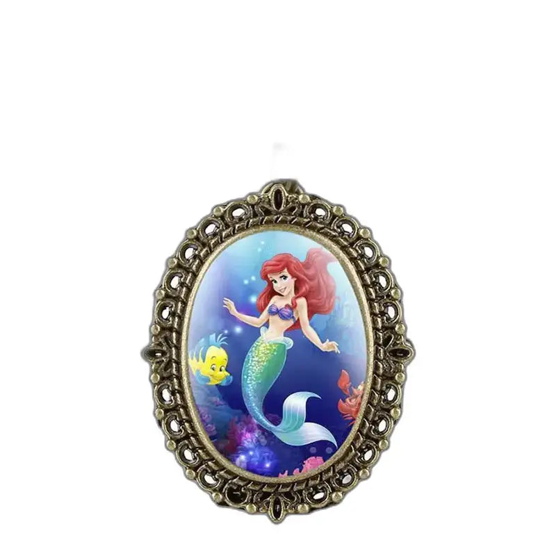 Ciondolo Ariel in bronzo su orologio pendente, stile fantasy elegante e unico