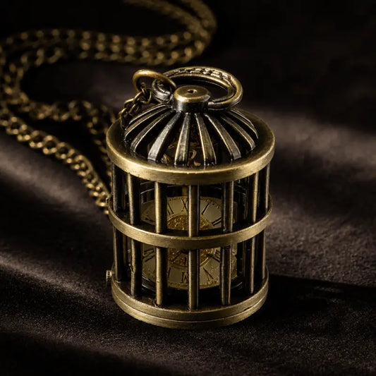 Orologio da tasca al quarzo vintage con ciondolo a gabbia - Univers Gousset