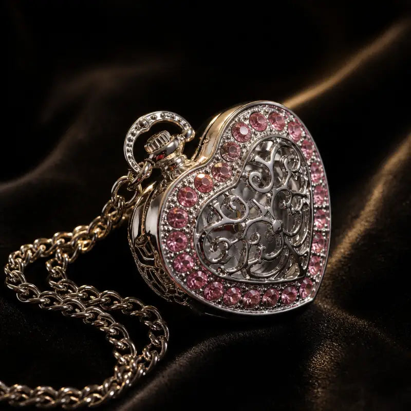 Orologio da tasca meccanico con ciondolo a forma di cuore da donna - Univers Gousset