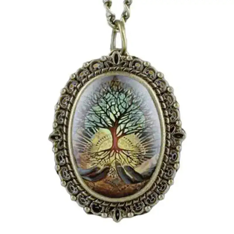 Ciondolo albero ovale Orologio Ciondolo elegante in colori naturali