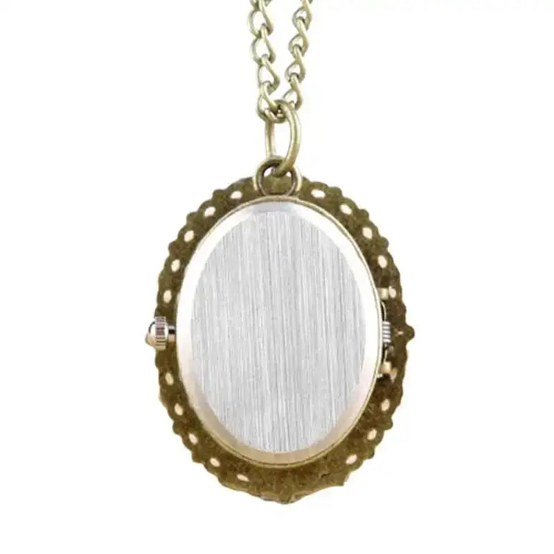 Elegante orologio pendente in colori naturali con pendente ovale a forma di albero