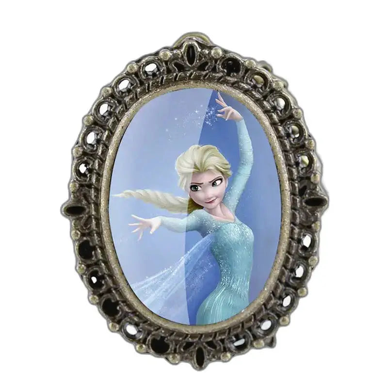 Ciondolo Elsa con cornice decorata Orologio pendente Elsa vintage in bronzo