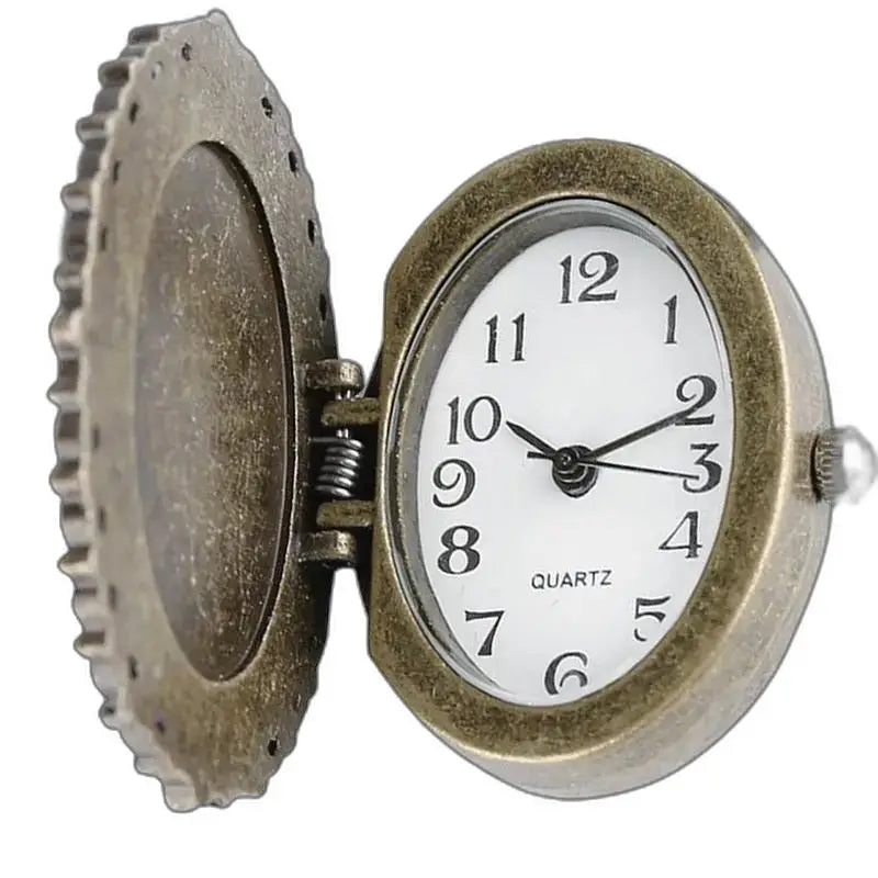 Orologio pendente Elsa vintage in bronzo con orologio da tasca antico aperto