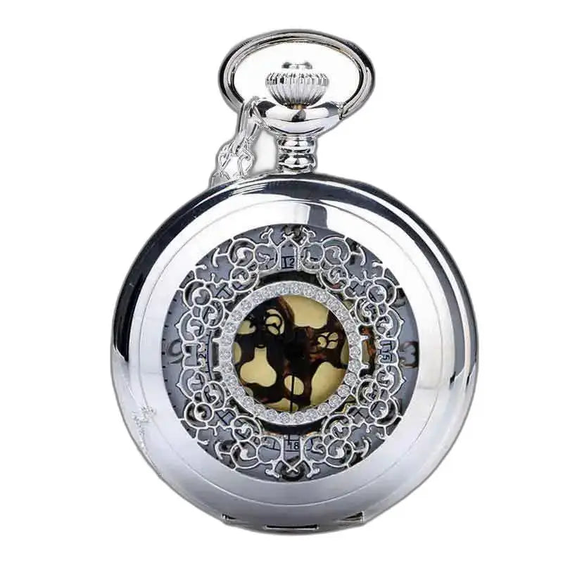 Elegante orologio pendente da donna in argento con dettagli decorati in prezioso argento