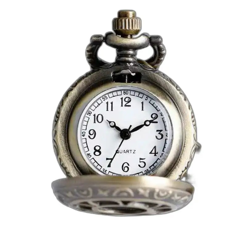 Orologio da tasca vintage con pendente in bronzo e catena a medaglione da donna