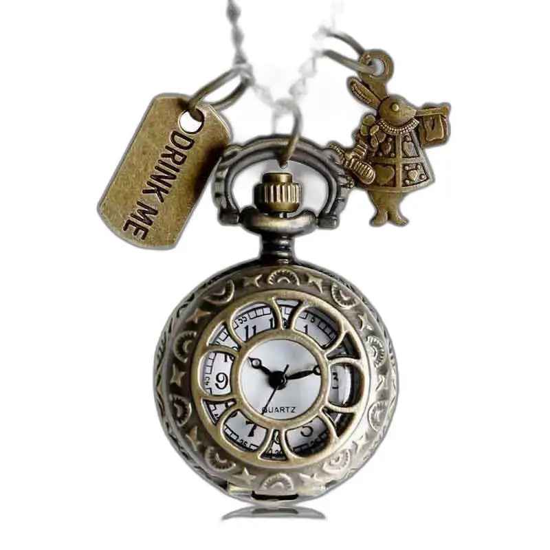 Orologio pendente da donna con catena a medaglione, orologio da tasca elegante e affascinante