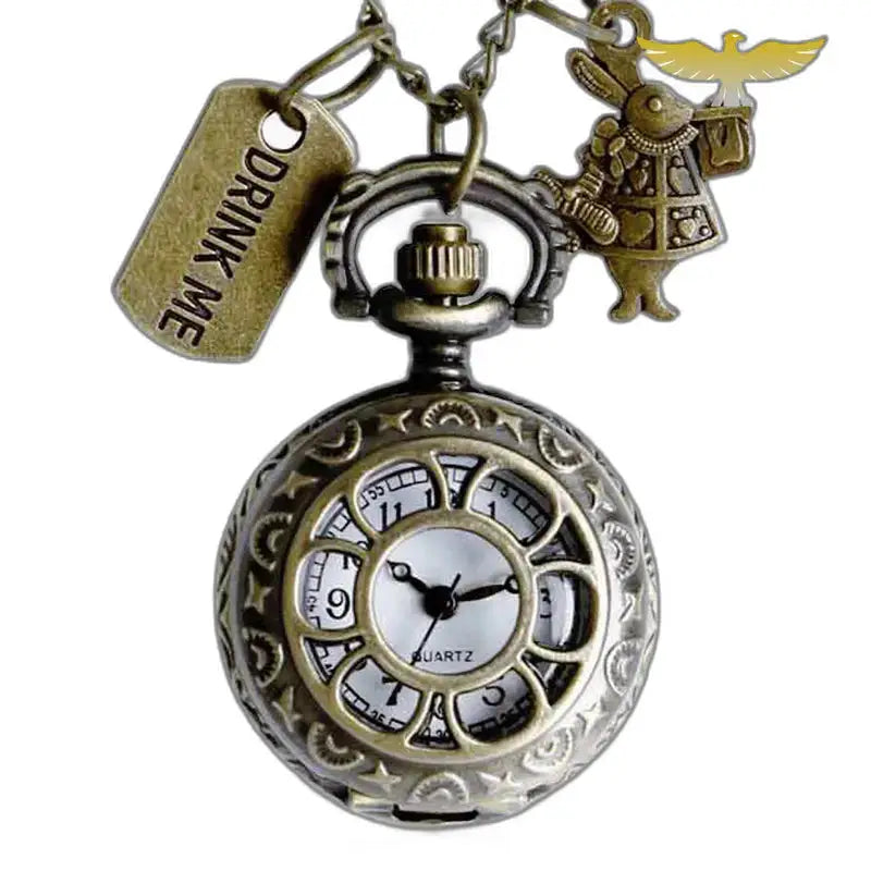 Orologio da tasca pendente da donna con catena a medaglione e fascino vintage