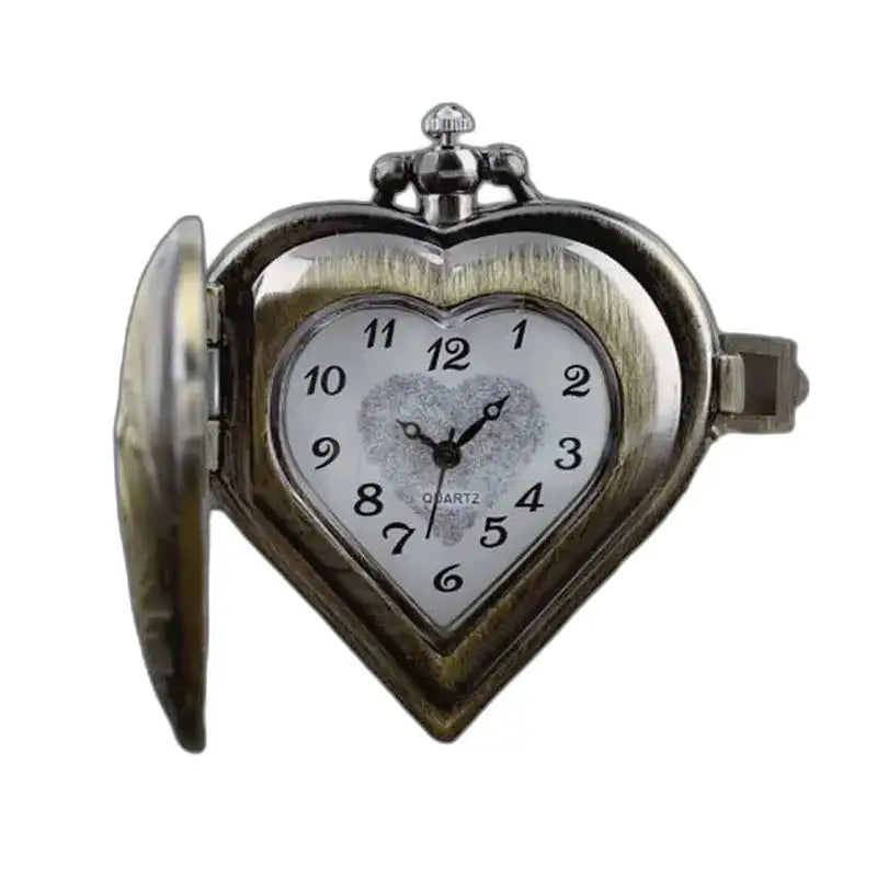 Elegante Orologio con Pendente a Cuore da Donna con Movimento al Quarzo e Tasca Farm a Cuore