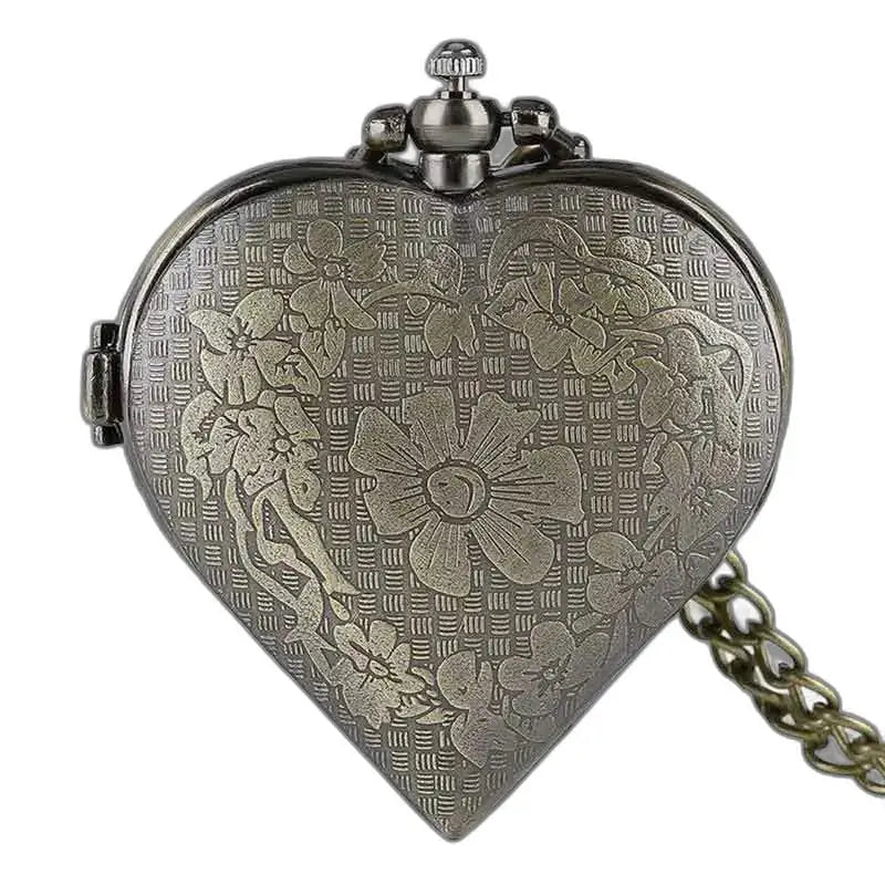 Elegante Orologio da Donna con Pendente a Cuore con Design Floreale e Movimento al Quarzo