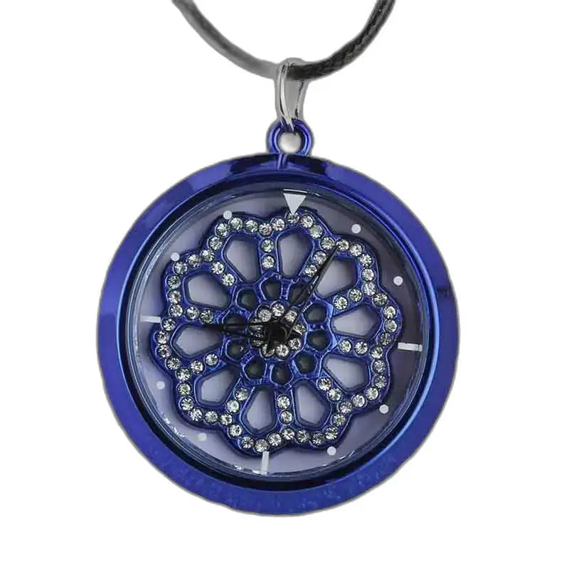 Orologio con pendente a fiore azzurro chic e raffinato, orologio con pendente con disegno floreale
