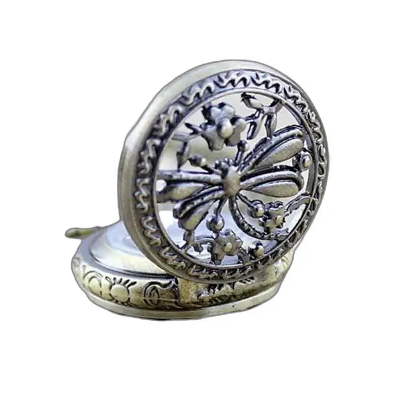 Medaglione in metallo decorato a forma di libellula per un elegante orologio da collana