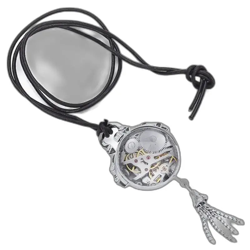 Orologio da donna vintage con pendente meccanico in bronzo argentato con elegante design scheletrato
