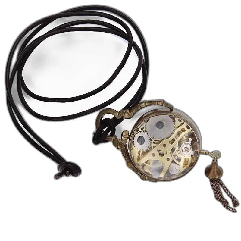 Ciondolo meccanico Orologio pendente in bronzo argentato con ingranaggi Steampunk