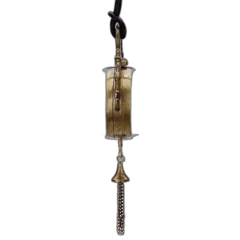 Ciondolo Meccanico Vintage in Bronzo Argento con corpo cilindrico e catena