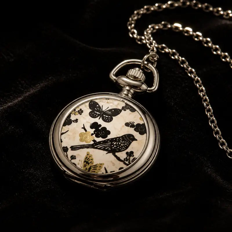 Collana da donna con orologio da tasca con ciondolo floreale - Univers Gousset
