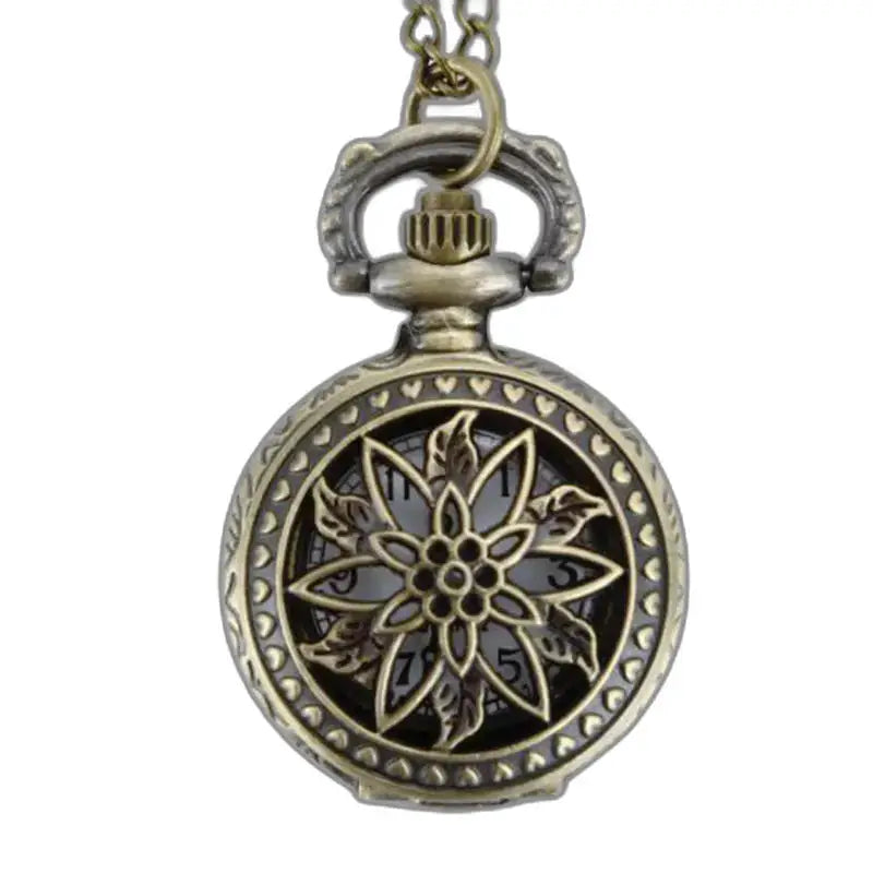 Orologio da donna vintage con pendente a cuore in argento con orologio pendente con motivo floreale in bronzo
