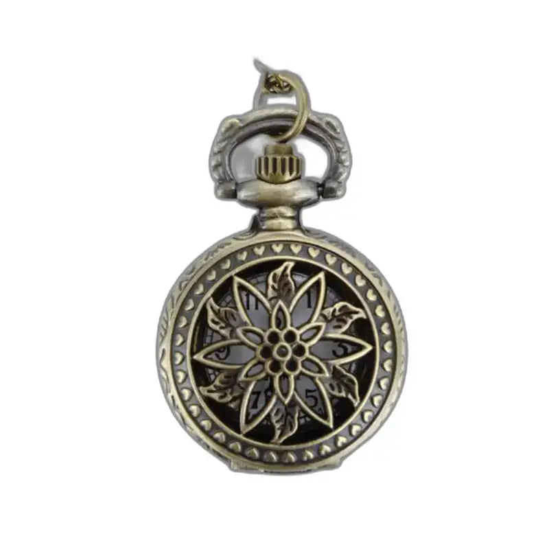 Orologio vintage da donna con pendente a cuore in argento con elegante motivo floreale vintage