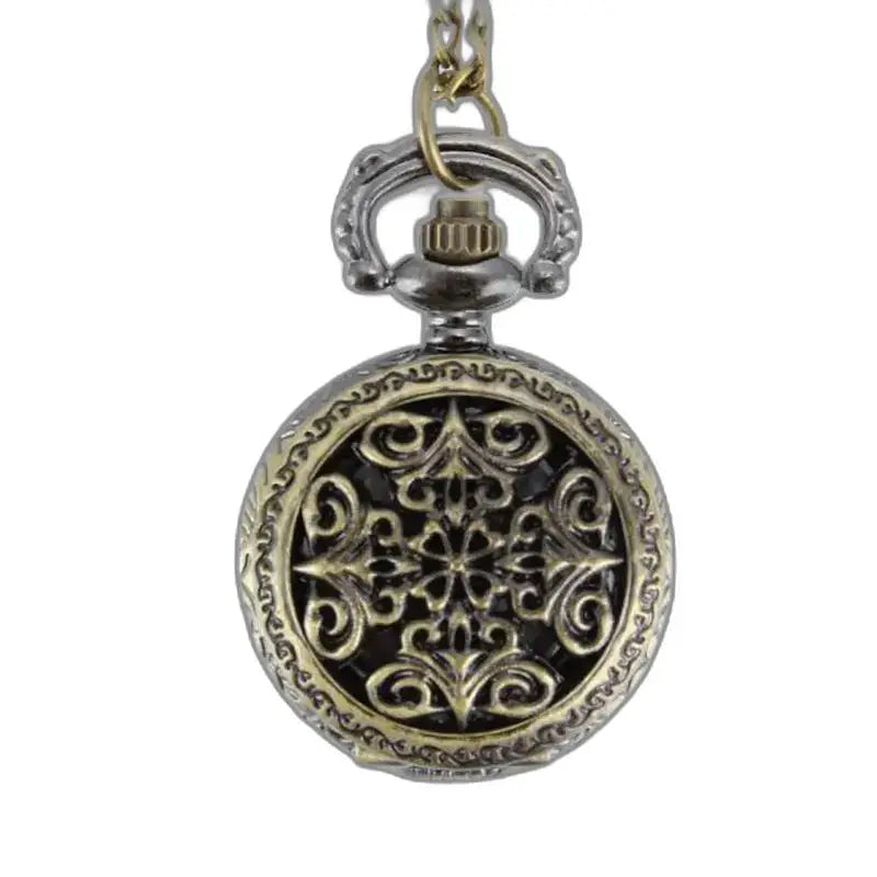 Ciondolo vintage con orologio a cuore in argento antico da donna