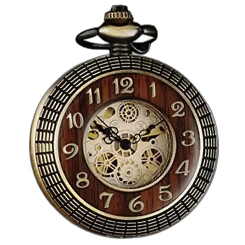 Orologio da tasca automatico in legno Merbeau con movimento a vista e stile vintage