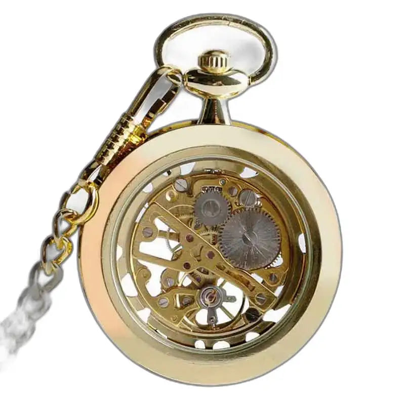 Orologio da tasca di lusso a cuore in oro con meccanismo automatico e design elegante
