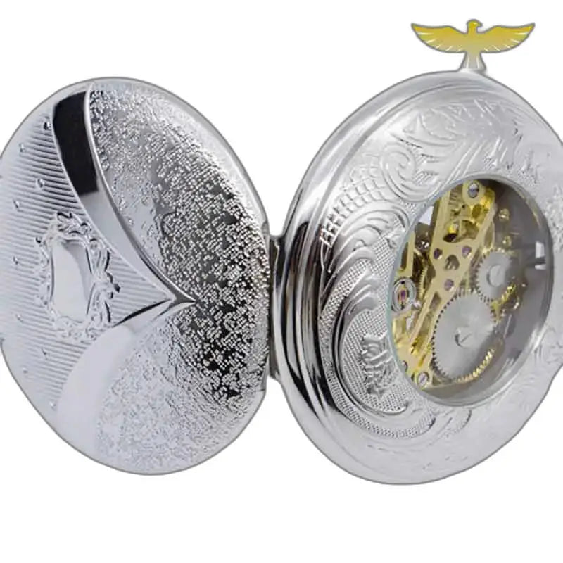 Montre Poche à Gousset Femme Nymphe Luxe avec mécanisme visible en argent