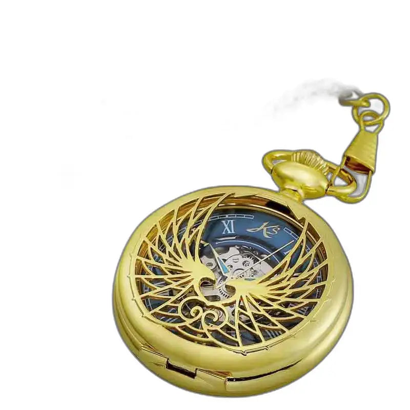 Orologio da tasca di lusso con aquile reali e design fenice in oro ametista