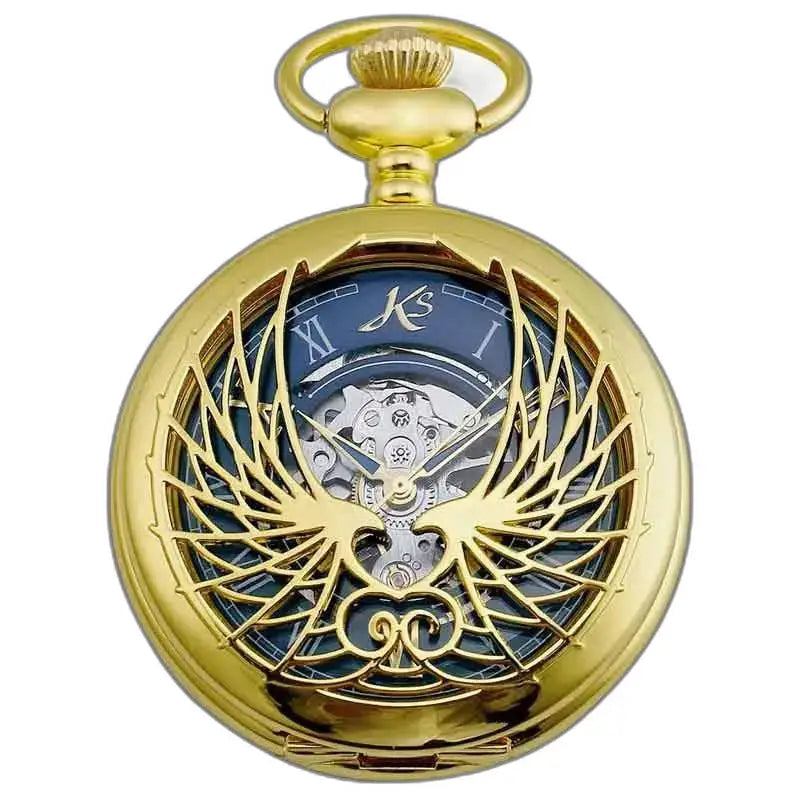 Orologio da tasca di lusso con aquile reali in oro e raffinata ametista dorata