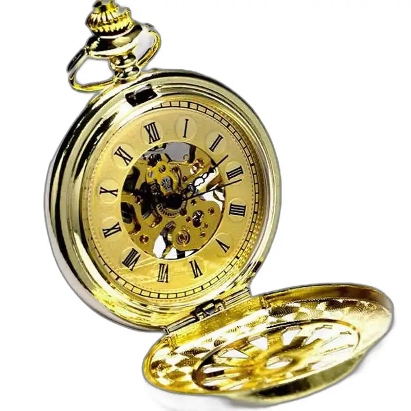 Orologio da tasca di lusso in oro granato con quadrante dorato e meccanico