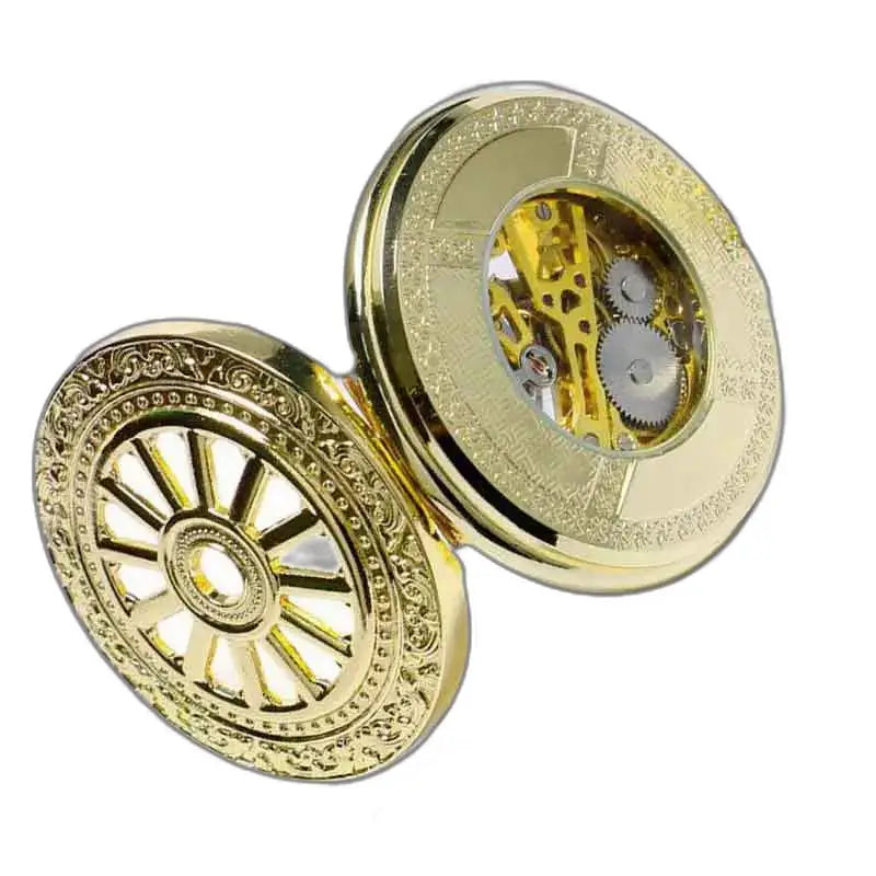 Orologio da tasca di lusso in oro granato con un elegante movimento meccanico dorato