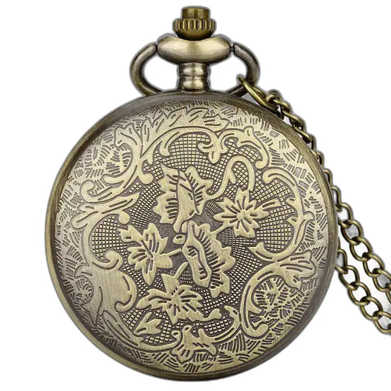 Classico orologio da tasca al quarzo con diamanti gufo in bronzo ornato da dettagli squisiti