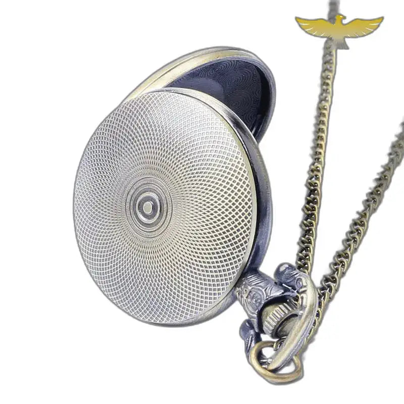 Orologio da taschino con collana in bronzo fantasia con orologio in argento e catena elegante