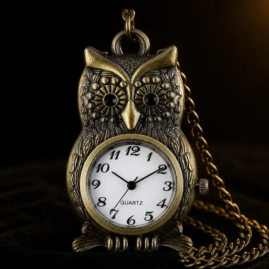 Orologio da tasca vintage con gufo inciso - Univers Gousset