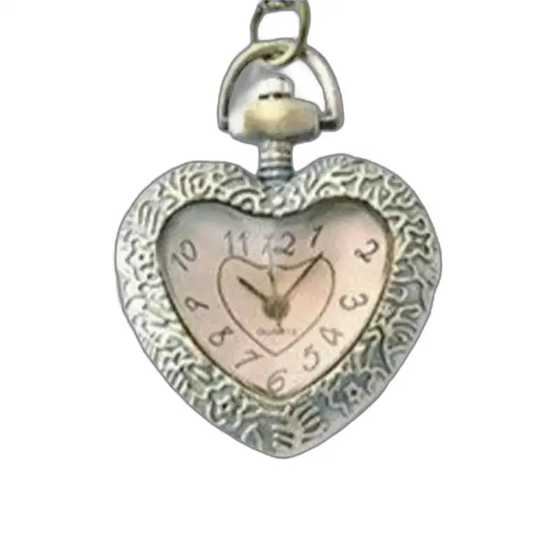 Elegante orologio da collana lungo da donna, orologio da collana lungo con cassa decorativa in metallo a forma di cuore