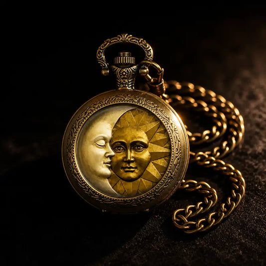 Orologio da tasca vintage con collana sole al quarzo - Univers Gousset