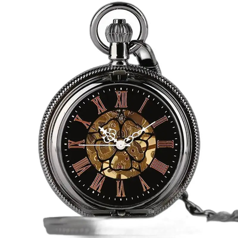 Orologio Steampunk Gusset nero e argento con elegante display analogico