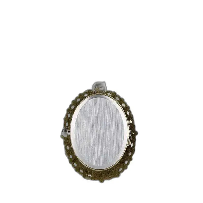 Ciondolo Gattino con Collana Orologio Bronzo e medaglione ovale in metallo