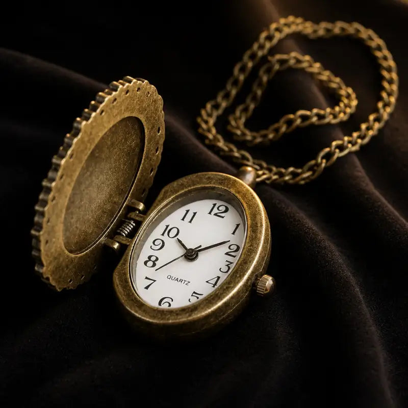 Orologio da tasca vintage con pendente a forma di gatto in bronzo - Univers Gousset