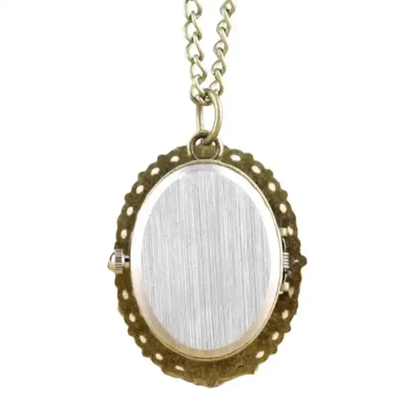 Elegante ciondolo per orologio da donna rosso con collana a medaglione ovale