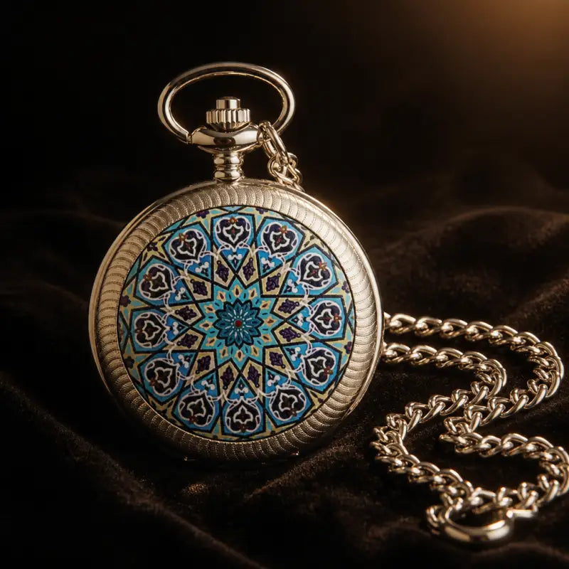 Orologio da tasca vintage al quarzo con fiore mandala - Univers Gousset