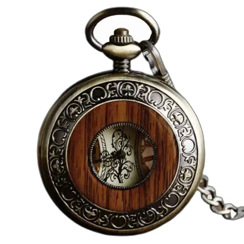 Tasca a soffietto realizzata in resistente legno di olmo con stile vintage e intarsio in legno