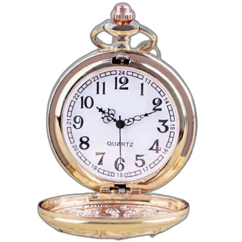 Elegante orologio da tasca al quarzo in pietra verde con orologio da tasca in oro e quadrante bianco